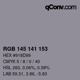 カラーコード: RGB 145 141 153 | qconv.com