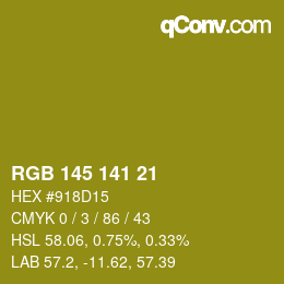 Color code: RGB 145 141 21 | qconv.com