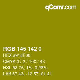 Color code: RGB 145 142 0 | qconv.com