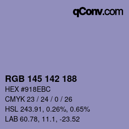 Color code: RGB 145 142 188 | qconv.com
