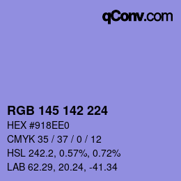 Color code: RGB 145 142 224 | qconv.com
