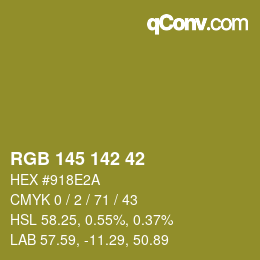 Color code: RGB 145 142 42 | qconv.com