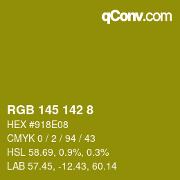 カラーコード: RGB 145 142 8 | qconv.com