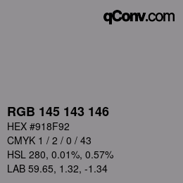 颜色代码: RGB 145 143 146 | qconv.com