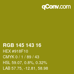 カラーコード: RGB 145 143 16 | qconv.com
