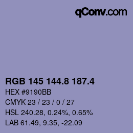 カラーコード: RGB 145 144.8 187.4 | qconv.com