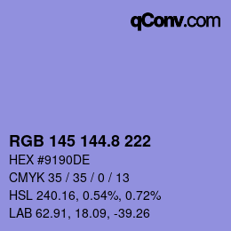 カラーコード: RGB 145 144.8 222 | qconv.com