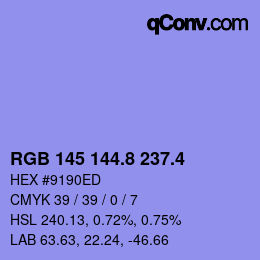 カラーコード: RGB 145 144.8 237.4 | qconv.com