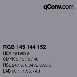 Código de color: RGB 145 144 152 | qconv.com