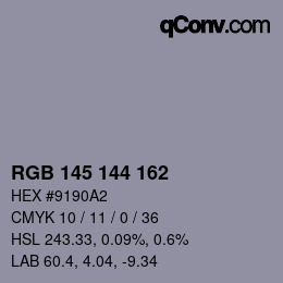 Farbcode: RGB 145 144 162 | qconv.com
