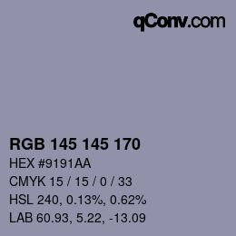 Color code: RGB 145 145 170 | qconv.com