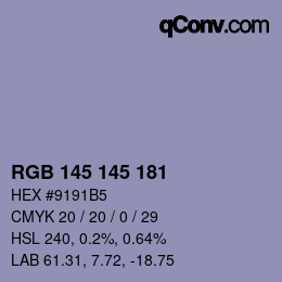 Color code: RGB 145 145 181 | qconv.com