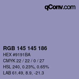 Color code: RGB 145 145 186 | qconv.com