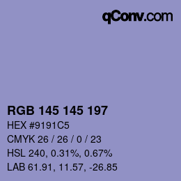 Color code: RGB 145 145 197 | qconv.com