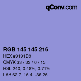 Color code: RGB 145 145 216 | qconv.com