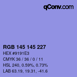 Código de color: RGB 145 145 227 | qconv.com
