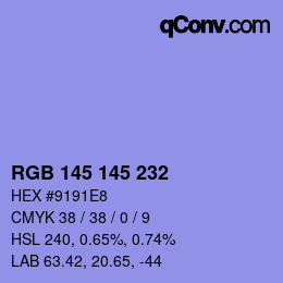 Color code: RGB 145 145 232 | qconv.com