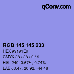 Color code: RGB 145 145 233 | qconv.com