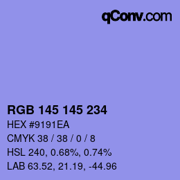 Color code: RGB 145 145 234 | qconv.com