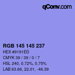 Color code: RGB 145 145 237 | qconv.com