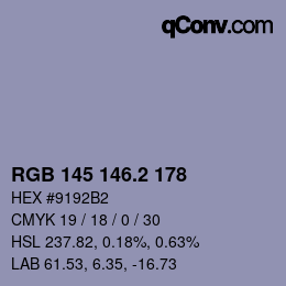 カラーコード: RGB 145 146.2 178 | qconv.com