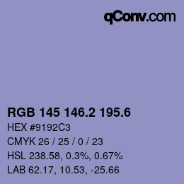 カラーコード: RGB 145 146.2 195.6 | qconv.com
