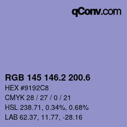 カラーコード: RGB 145 146.2 200.6 | qconv.com