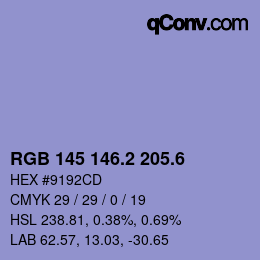 カラーコード: RGB 145 146.2 205.6 | qconv.com