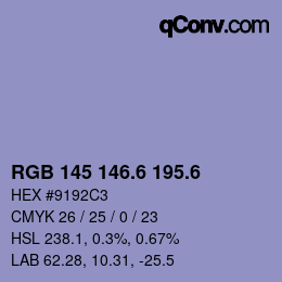 カラーコード: RGB 145 146.6 195.6 | qconv.com