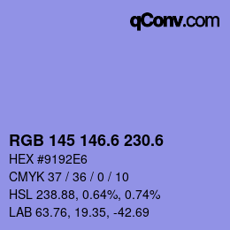 カラーコード: RGB 145 146.6 230.6 | qconv.com