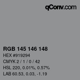 Farbcode: RGB 145 146 148 | qconv.com