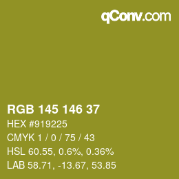 カラーコード: RGB 145 146 37 | qconv.com