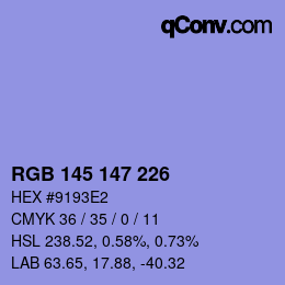 Color code: RGB 145 147 226 | qconv.com