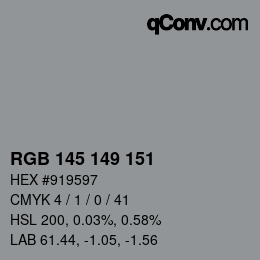 颜色代码: RGB 145 149 151 | qconv.com