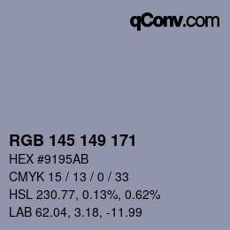 Color code: RGB 145 149 171 | qconv.com