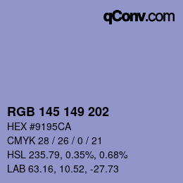 Color code: RGB 145 149 202 | qconv.com