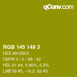 Color code: RGB 145 149 3 | qconv.com