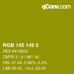 カラーコード: RGB 145 149 3 | qconv.com