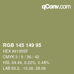 Farbcode: RGB 145 149 95 | qconv.com