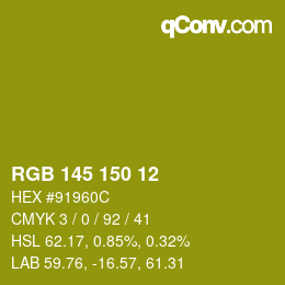 Color code: RGB 145 150 12 | qconv.com