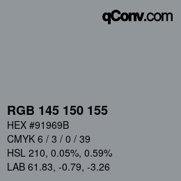 Código de color: RGB 145 150 155 | qconv.com