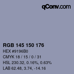 颜色代码: RGB 145 150 176 | qconv.com