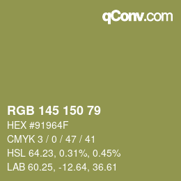 Farbcode: RGB 145 150 79 | qconv.com