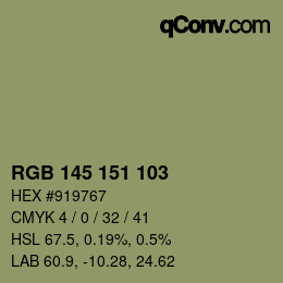 Color code: RGB 145 151 103 | qconv.com