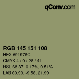 Color code: RGB 145 151 108 | qconv.com