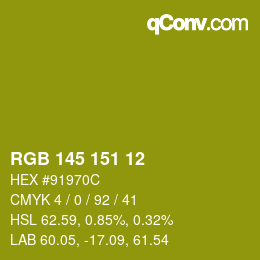 Color code: RGB 145 151 12 | qconv.com