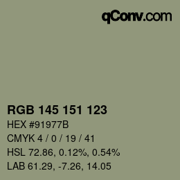 Code couleur: RGB 145 151 123 | qconv.com