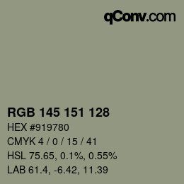Color code: RGB 145 151 128 | qconv.com