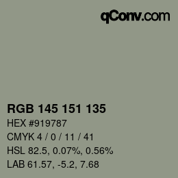 Código de color: RGB 145 151 135 | qconv.com