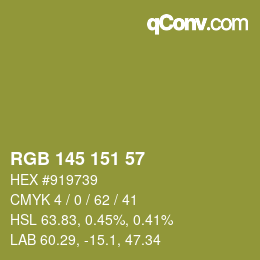 Color code: RGB 145 151 57 | qconv.com